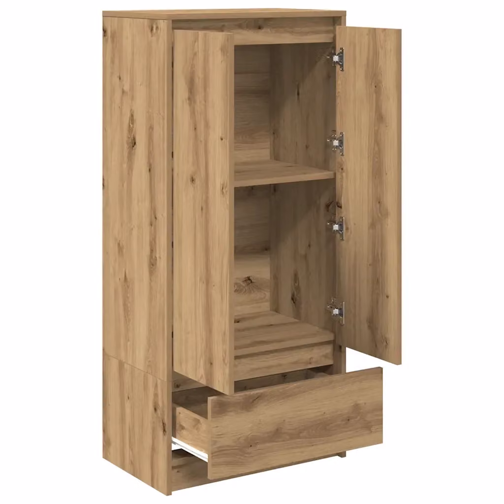 Mobile contenitore moderno con cassetto e ante in finitura rovere marrone, L: 55,5 cm, P: 34 cm, H: 119,5 cm – 2