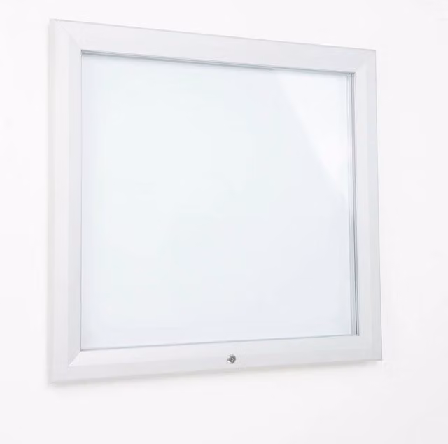 Bacheca da esterno con apertura a ribalta GIORDANOSHOP in alluminio grigio chiaro L: 102,5 cm, H: 106,7 cm, P: 4,7 cm