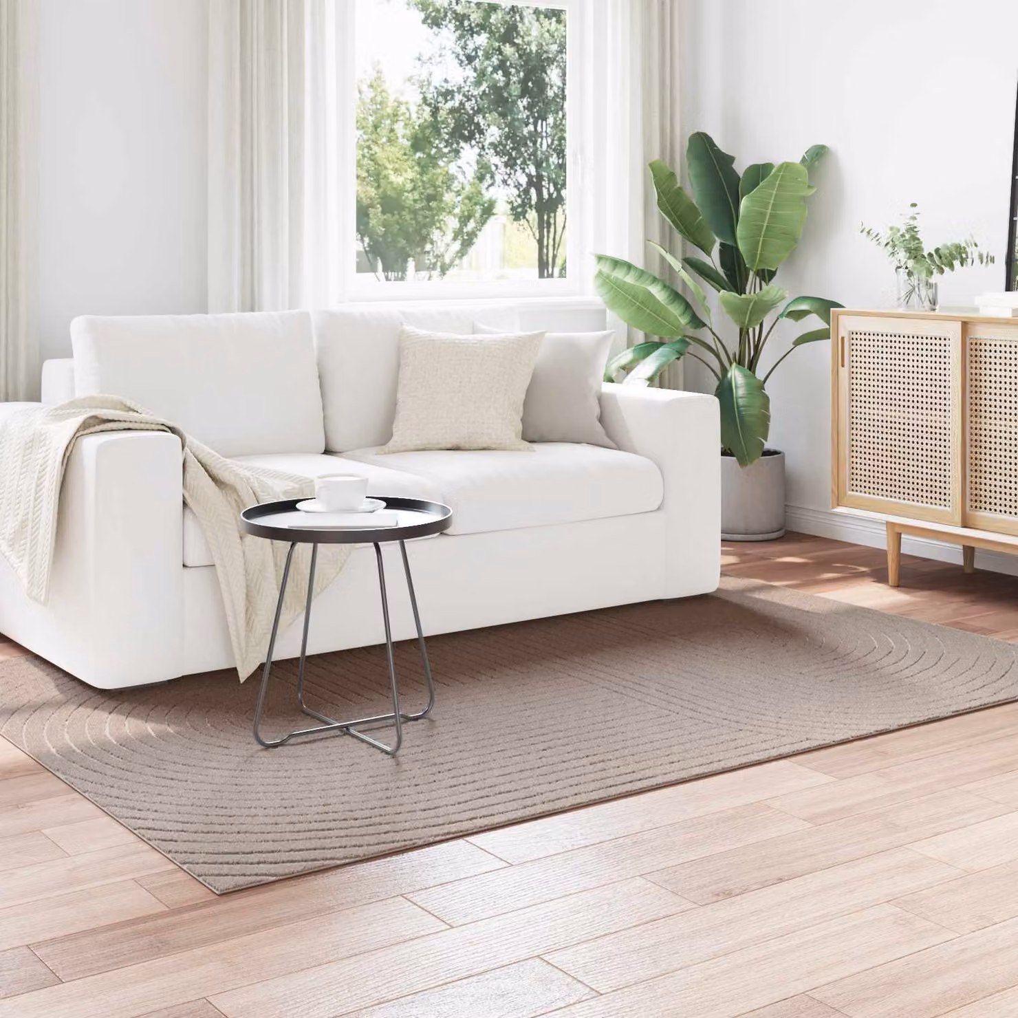 Tappeto vidaXL PALMERAS Beige per uso interno ed esterno, lavabile e antiscivolo, L: 200 cm, P: 140 cm