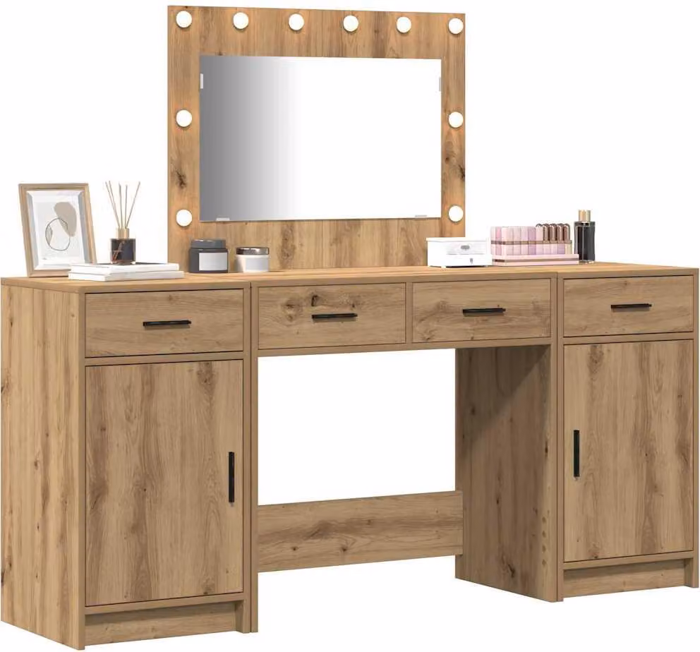 Tavolo da Trucco con cassetto 3 pcs Marrone Legno multistrato