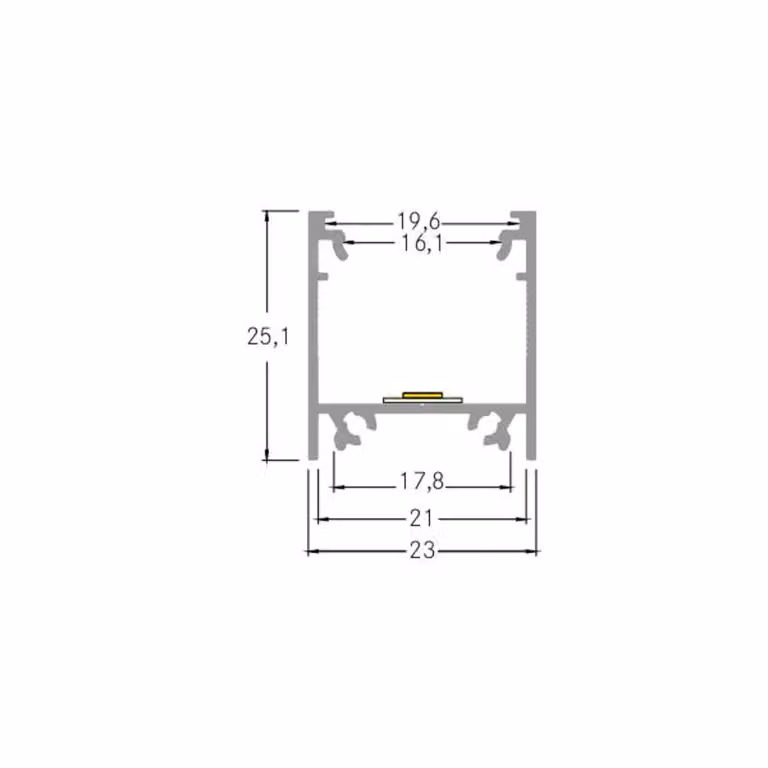 BRUMBERG Profilo di montaggio altezza 25 mm lunghezza 2 m nero Anbau-Profil Komplett-Set, Nero, Alluminio
