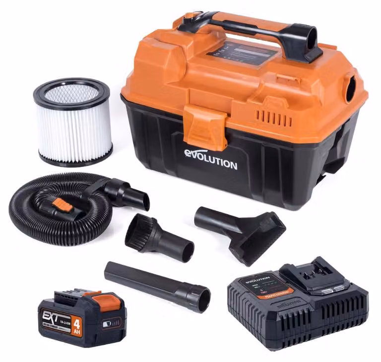 Aspirapolvere per officina, senza fili - 18 Volt - Capacità 11 litri - Batteria agli ioni di litio - Aspiratore per liquidi e polveri - Compatto e leggero