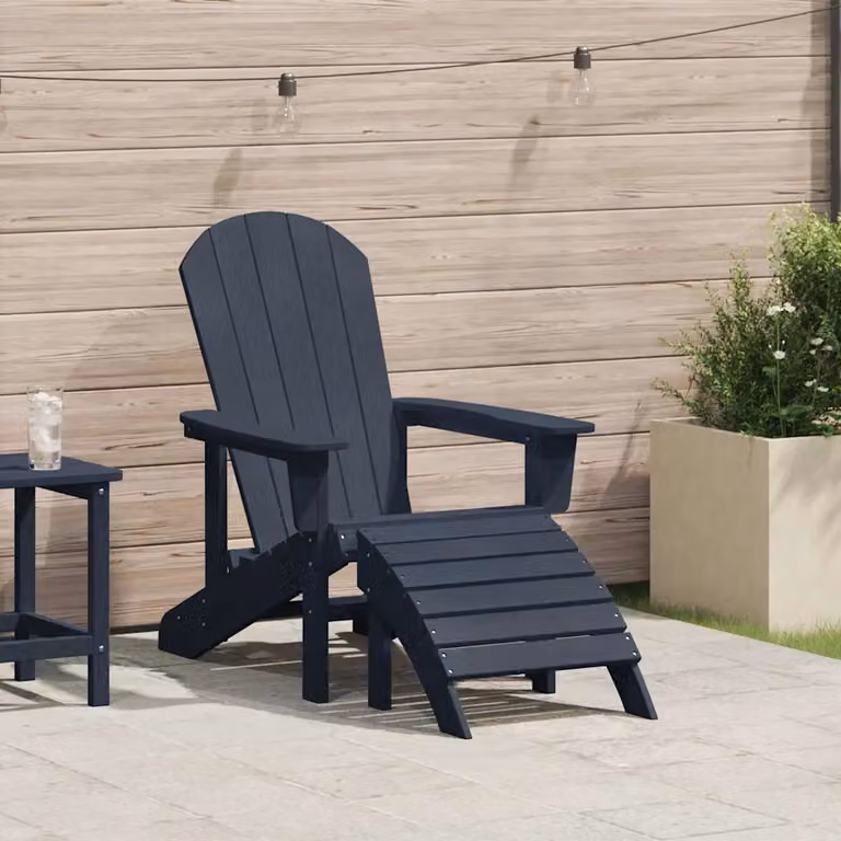 Sedia Adirondack vidaXL in plastica blu navy per giardino e terrazza
