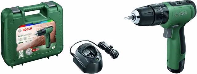 Trapano a batteria Bosch EasyImpact 1200 con batteria al litio 12V e valigetta, colore verde – 1