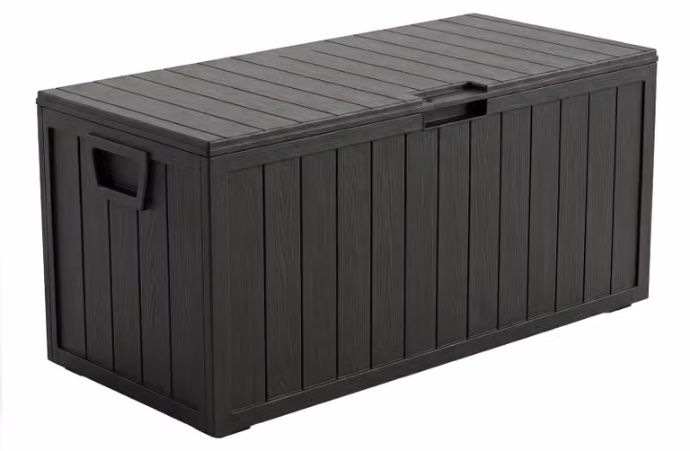 Neo 75 - Baule Portaoggetti da Giardino 110x46x53 cm 285 lt Contenitore Lucchettabile in Resina Nero