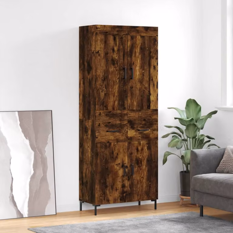 Credenza vidaXL in Rovere Fumo con ante a battente, L: 69,5 cm, P: 34,0 cm, H: 180,0 cm