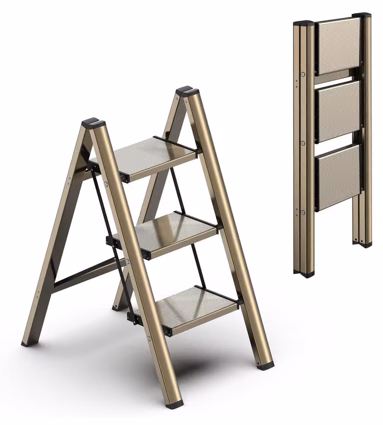 Scala pieghevole a 3 gradini - Realizzata in alluminio - Leggera