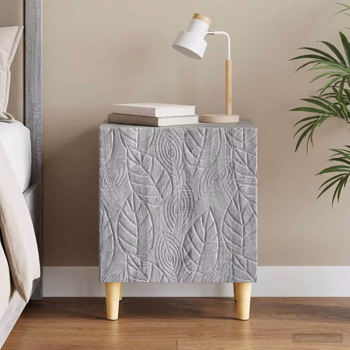 Comodino moderno vidaXL in legno ingegnerizzato grigio L: 43 cm, P: 34,5 cm, H: 50 cm