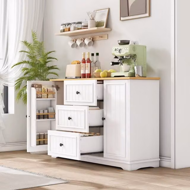 Credenza con 3 Cassetti e Ante ¨C Xylo ¨C Bianco, Legno