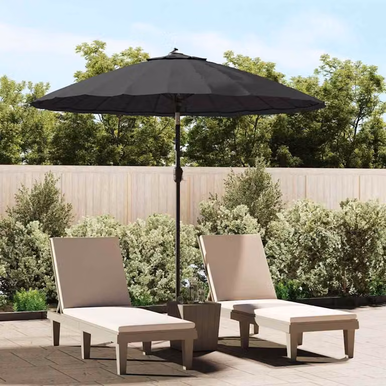 Ombrellone da Giardino vidaXL con Palo in Alluminio e Copertura in Poliestere, Nero, Diametro: 250 cm
