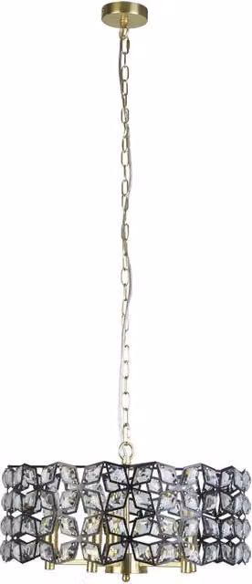 Lampadario Classico Iris Acciaio Ottone Vetro 5 Luci E14