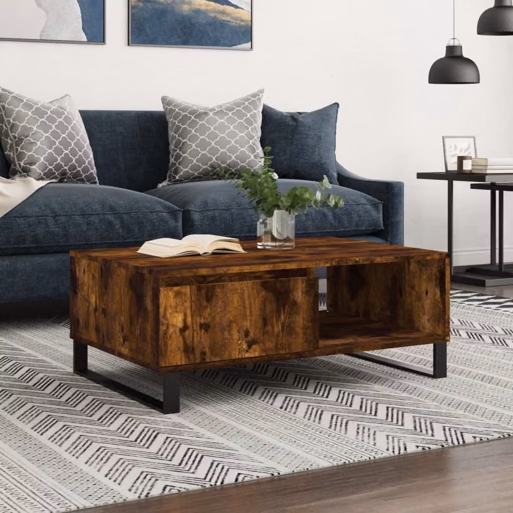 The Living Store tavolino in rovere fumé 90x60x35 cm materiale a base di legno