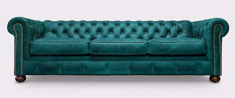 Sofa 3 Sitzer Grün Ledersofa Couchen Couch Chesterfield Garnitur Leder