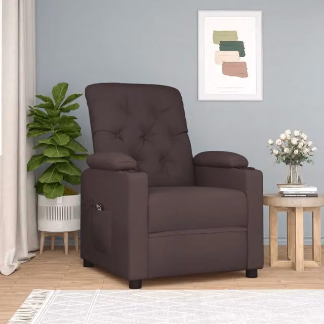 Poltrona Elettrica Reclinabile Marrone Scuro in Tessuto 3098844