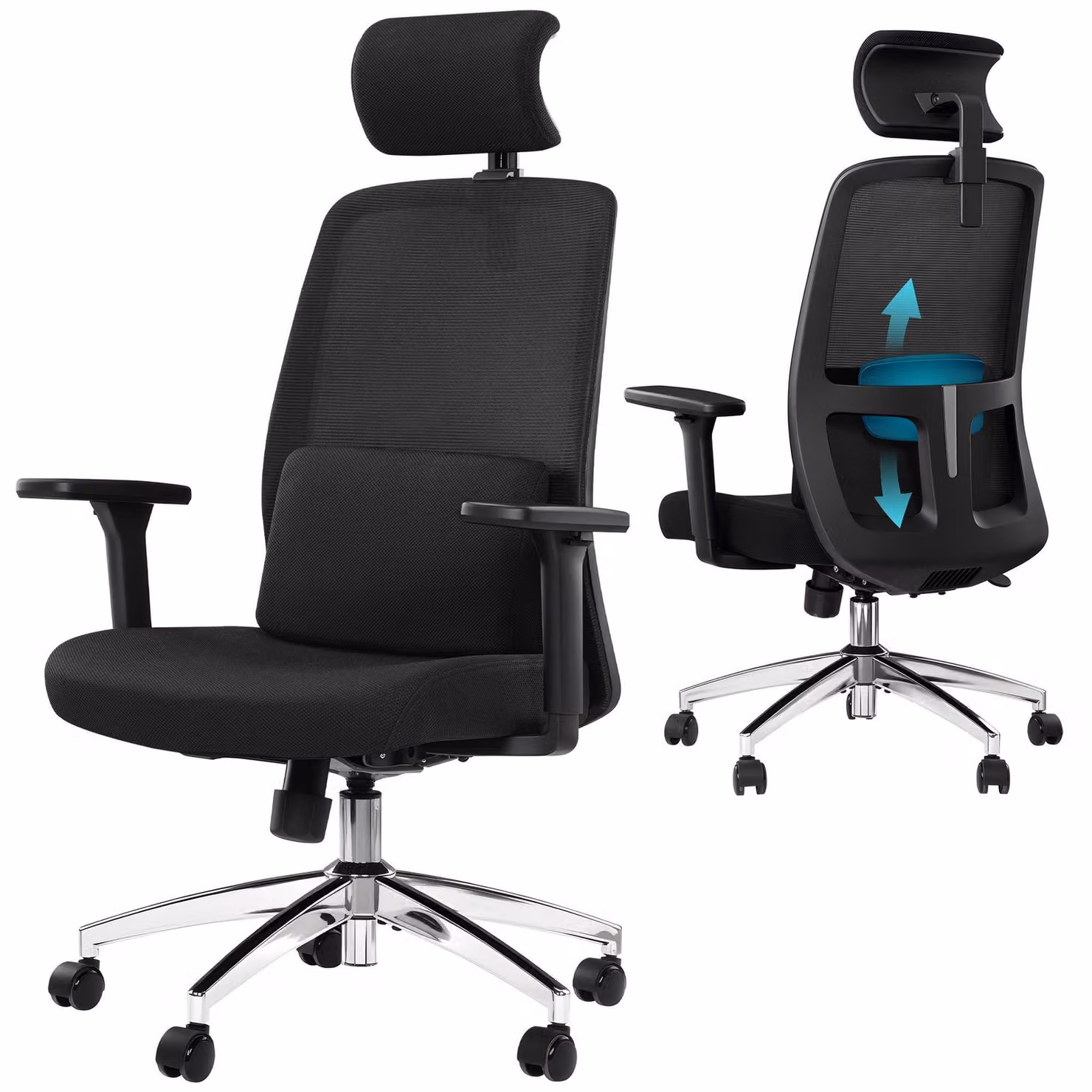 Sedia ergonomica da ufficio – Sedia per computer – Sedia da gaming – Sedia con struttura a rete – Supporto lombare regolabile