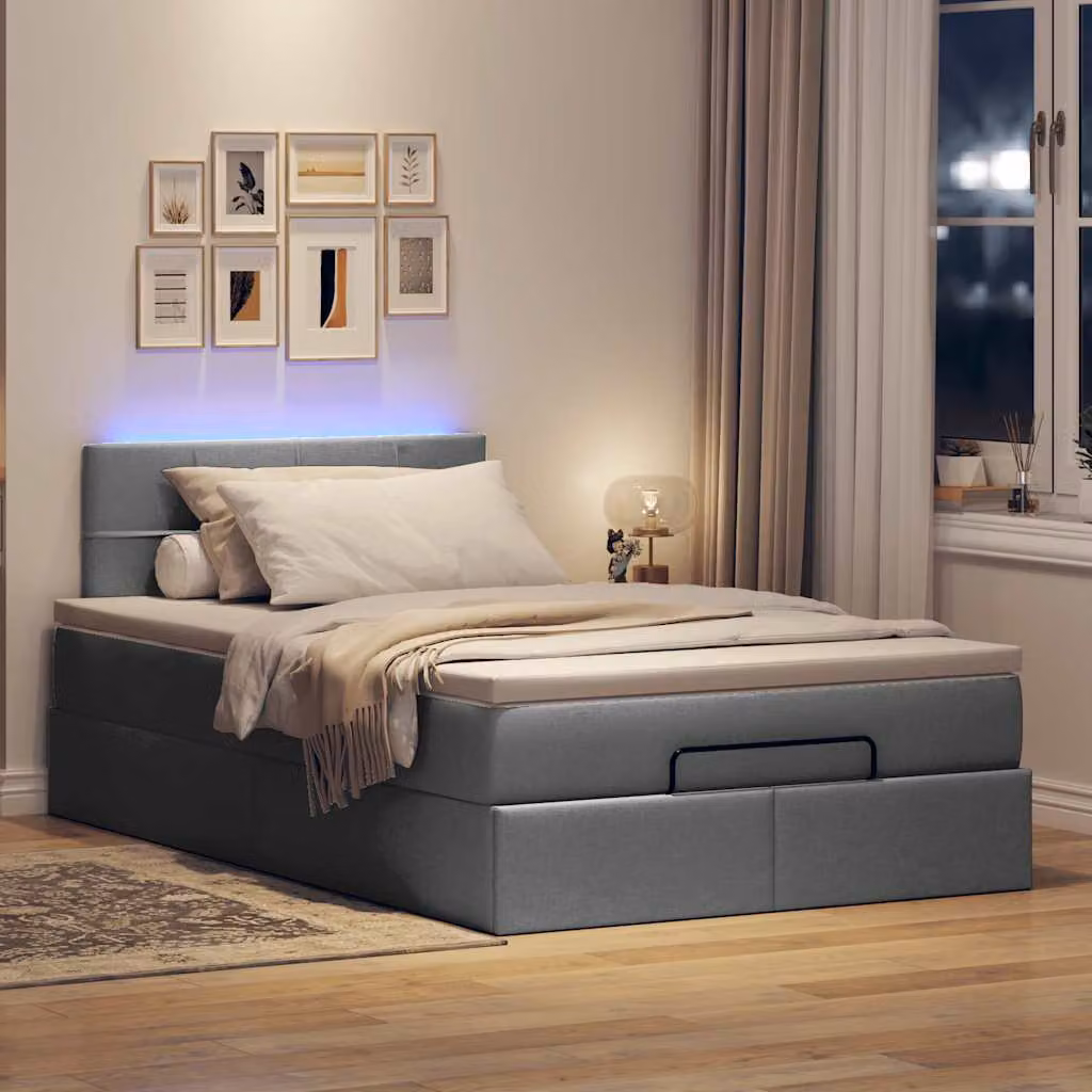 Maison Exclusive - Pouf Letto con Materasso e LED Grigio Scuro 120x200 cm Tessuto