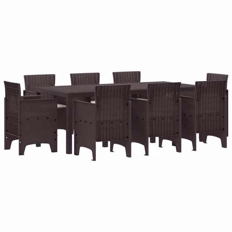vidaXL Set da Pranzo per Giardino 9 pz Marrone Polipropilene