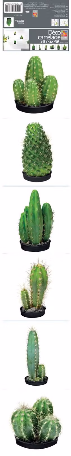 Adesivi per piastrelle PLAGE - Cactus, vinile, verde, 15 x 0,1 x 15 cm, 1 unità