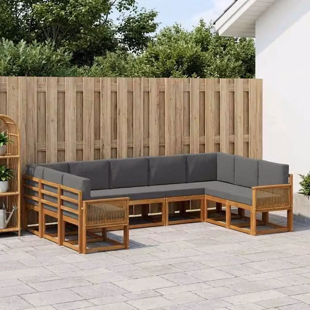 Set di divani da esterno 9 pz Naturale e Antracite 3385538