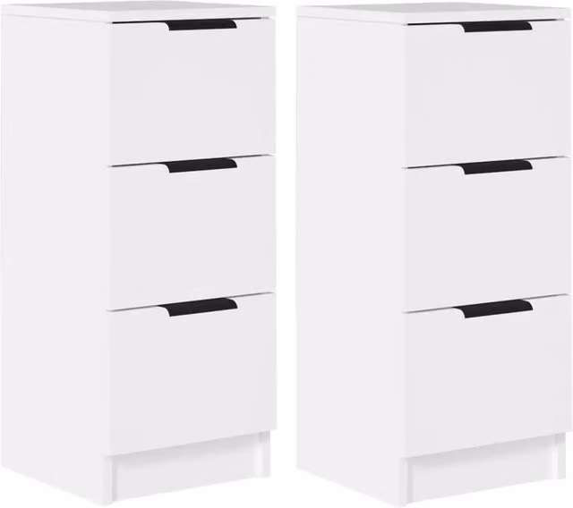 Set di 2 Credenze Bianche Design In in Legno Multistrato Lucido L/P/H: 30 x 30 x 70 cm