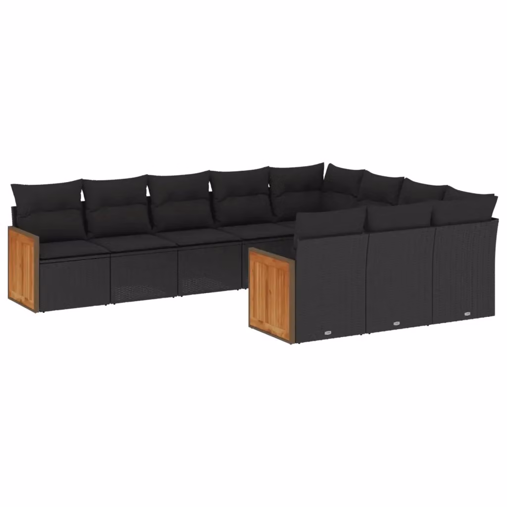 vidaXL Set Divani da Giardino a L con Cuscini in Polyrattan e Acciaio Nero – 2