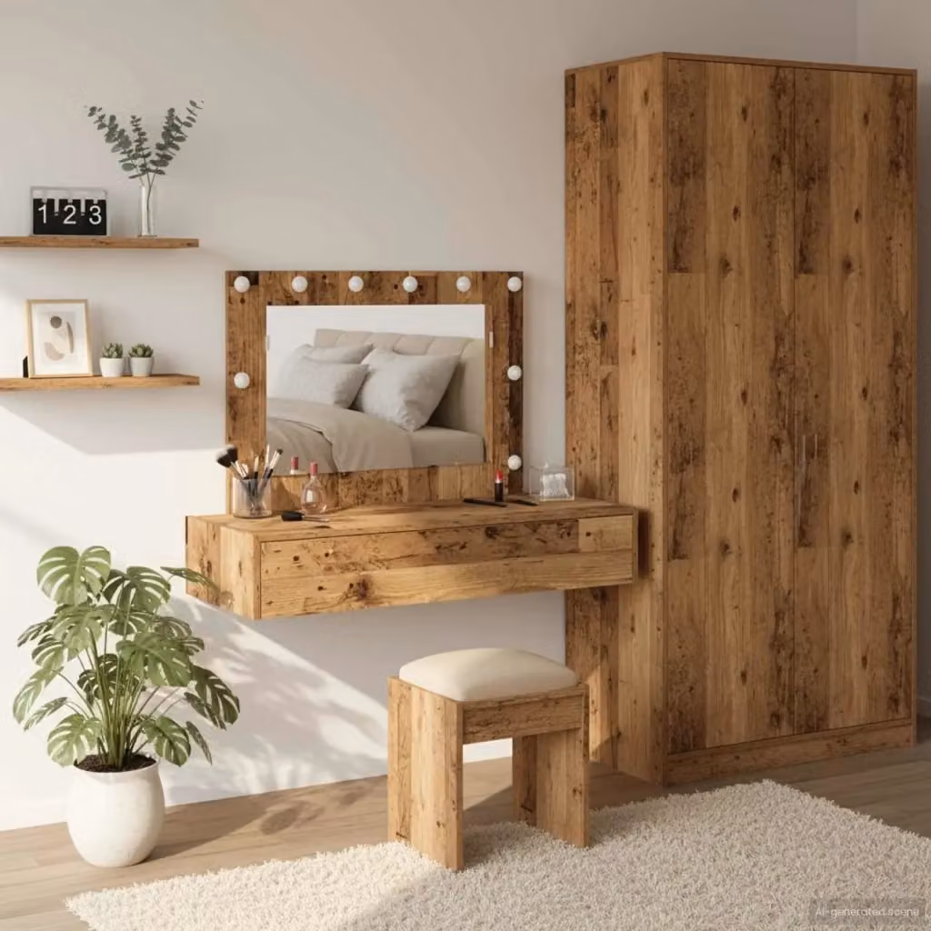 Toeletta moderna in legno multistrato marrone, L/P/H: 100 x 40 x 70 cm – 2