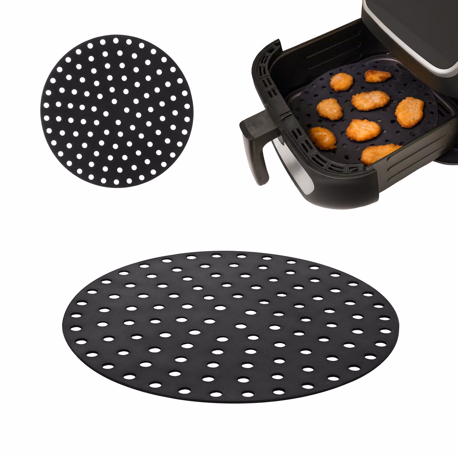 Tappetino da forno in silicone nero forato tondo KASANOVA Diametro: 21 cm – 2
