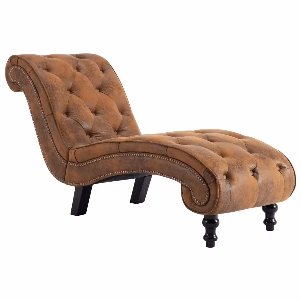Divano vidaXL in similpelle scamosciata marrone con design classico ed ergonomico L: 145 cm, P: 77 cm, H: 52 cm – 2