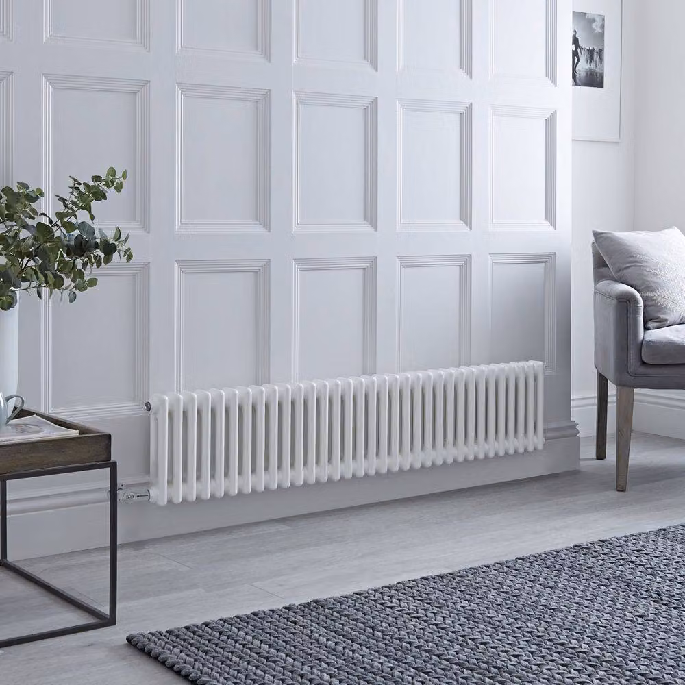 Radiatore Elettrico di Design HudsonReed Bianco a 2 Colonne con Tecnologia WiFi L: 150,5 cm, H: 30 cm