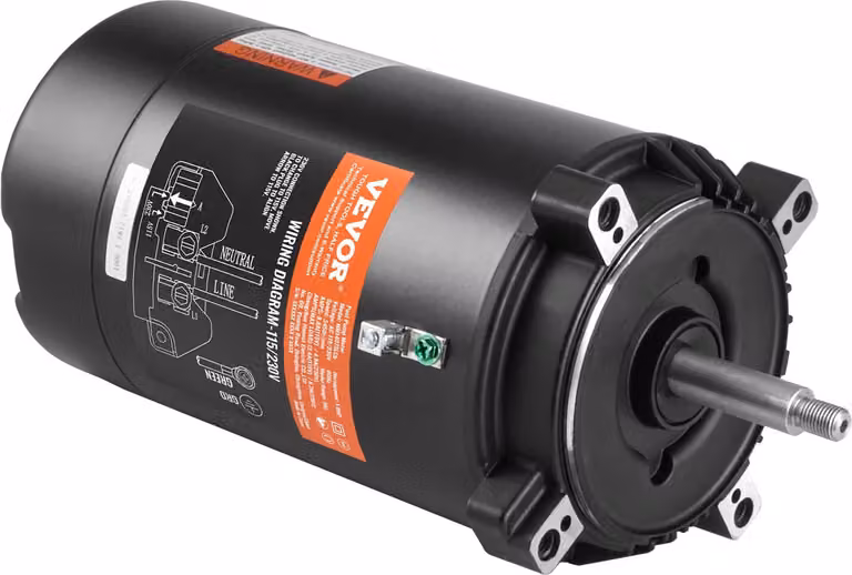 motore della pompa per piscina da 1 CV, telaio 56J, 115V (9,8 Ampere)/230V (4,9 Ampere) 3450 giri/min, 60Hz, fattore di servizio 1,4, condensatore 90μF/250V, motore di ricambio con flangia rotonda a rotazione antioraria