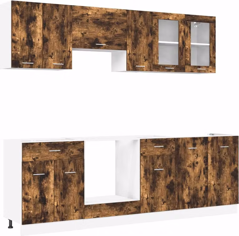 Set di mobili da cucina con cassetto Lyon 8 pcs Rovere fumo