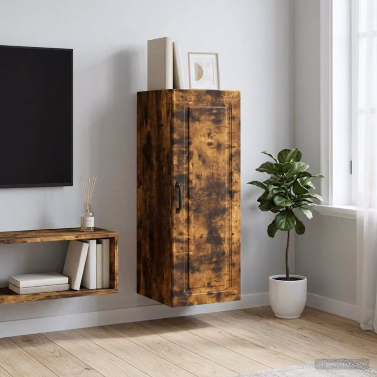 Mobiletto a muro vidaXL in legno marrone con ripiani regolabili, L/P/H: 33 x 34,5 x 90 cm