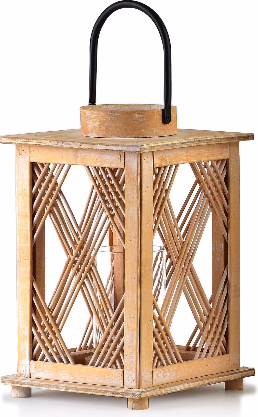 Lanterna in legno MONDEX LOKKE Louis 18,5x18,5x31 cm, colore naturale, 1 pezzo