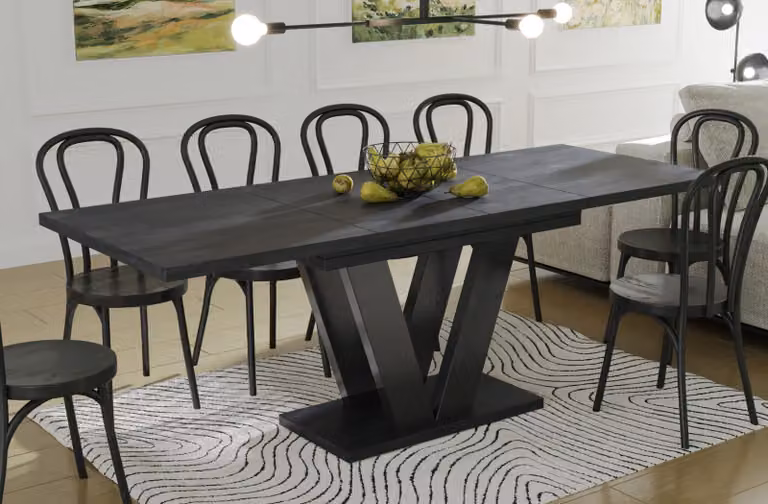 Tavolo da pranzo a colonna Endo-Moebel Lara 130cm - 210cm allungabile sincrono (cemento scuro)
