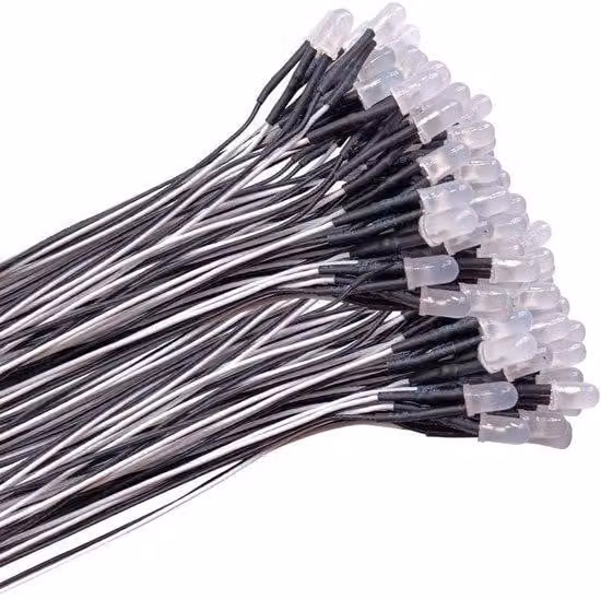 Lampadine a LED, confezione da 100 - Diffusore da 5 mm - 12V - Cavo da 20 cm - Durata: 50.000 ore