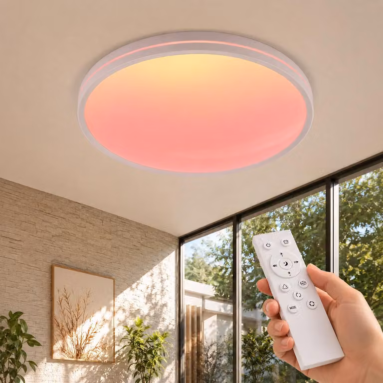 Lampada a soffitto RGBIC, diametro 37 cm, 48W, 4800 lumen, con decoro a tema cielo, telecomando. Lampada da soffitto con 19 effetti di luce dinamica, ideale per creare l'atmosfera giusta in soggiorno o cameretta