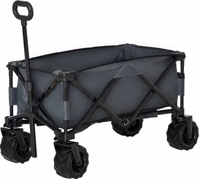 Carrello da giardinaggio pieghevole Outsunny con manico telescopico, grigio, L/P/H: 108 x 53 x 59-89 cm
