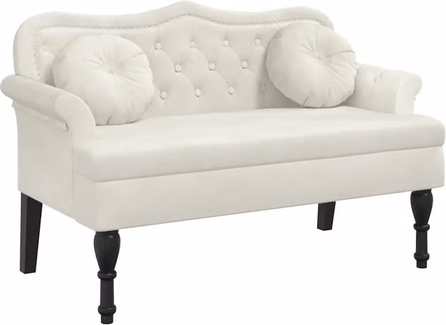 Panca con Cuscini Crema 120,5x65x75 cm in Velluto CFW6689321