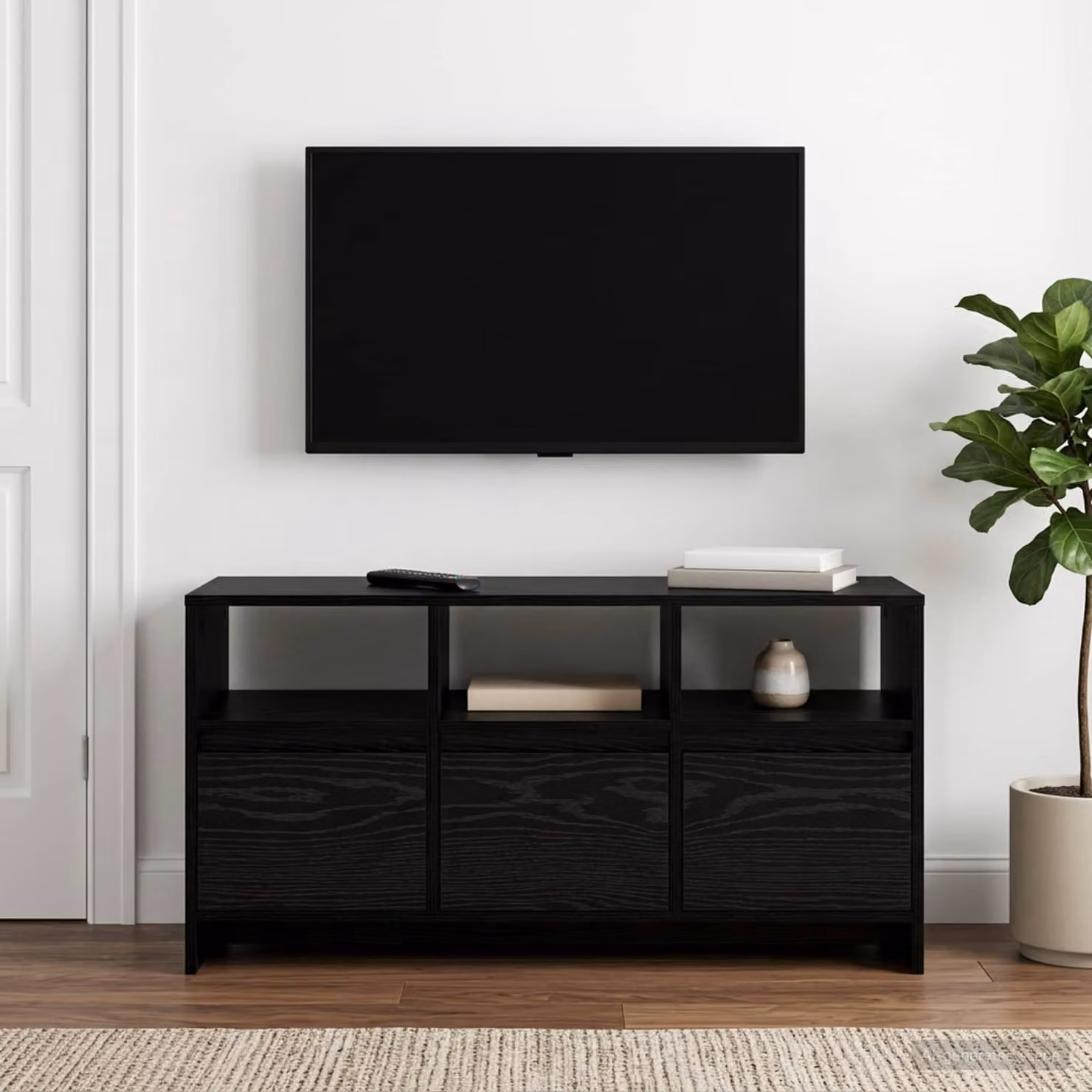 Mobile TV vidaXL moderno in legno ingegnerizzato nero L: 102 cm, P: 37,5 cm, H: 52,5 cm