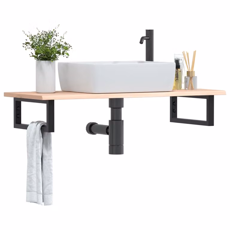 vidaXL Ripiano a Parete per Lavabo in Rovere e Metallo Nero e Marrone