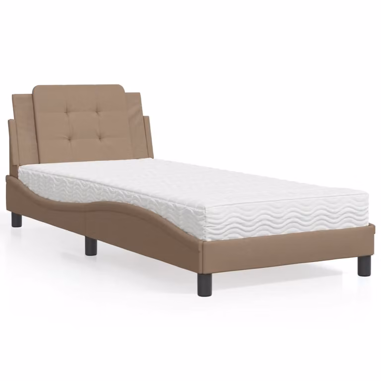 Letto con materasso vidaXL Zadar Cappuccino in similpelle, L/P: 200 x 80 cm