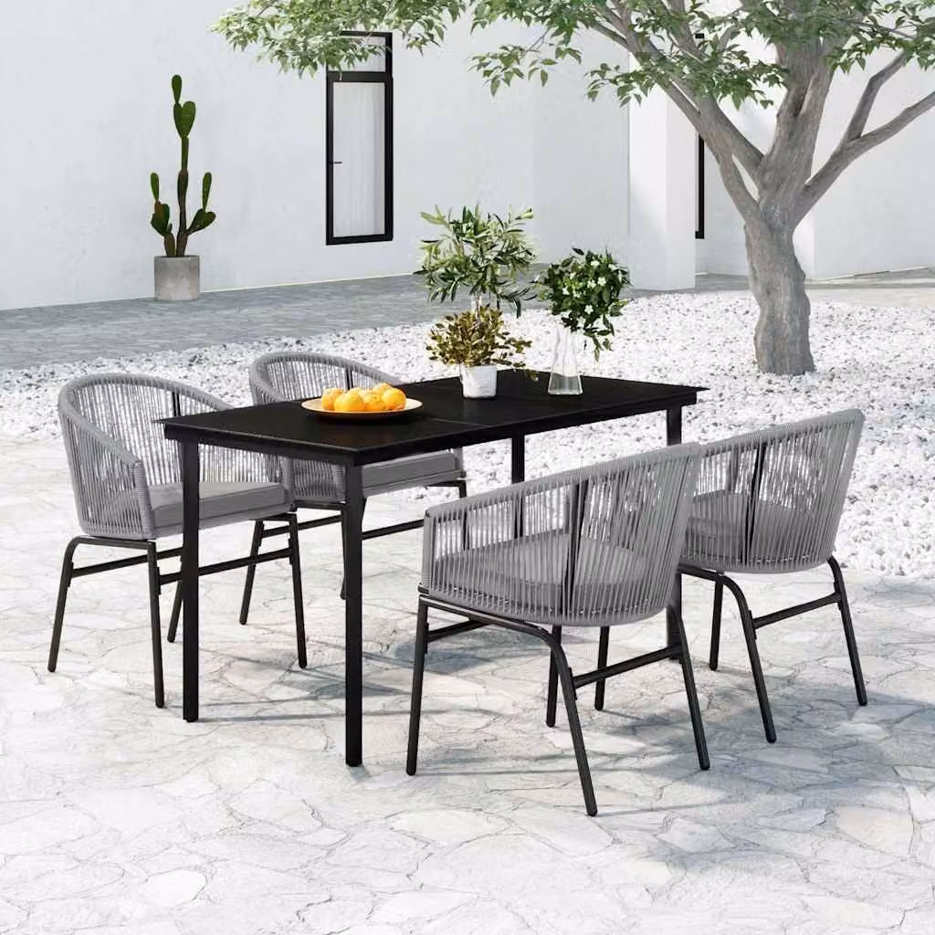 Set Mobili da Giardino Moderno vidaXL in Acciaio Antracite e Vetro, 5 Pezzi