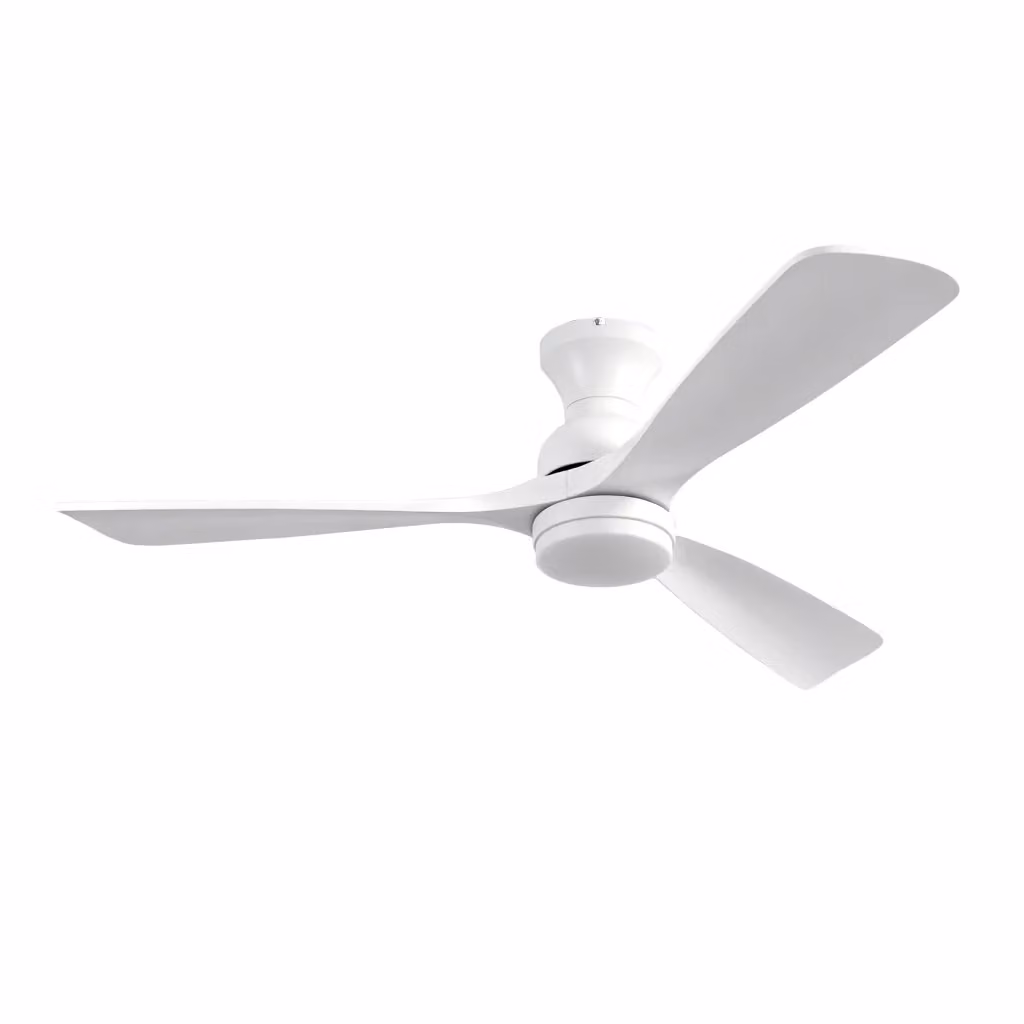 Ventilatore a soffitto Minimal bianco con illuminazione LED dimmerabile, 3 pale in legno massello e telecomando, reversibile – 2