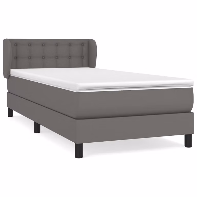 Giroletto a Molle con Materasso Grigio 100x200 cm in Pelle finta