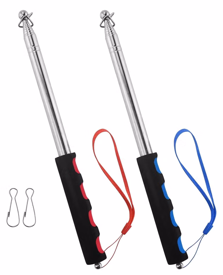 2 aste telescopiche per bandiere, lunghezza 2 metri, asta telescopica portatile