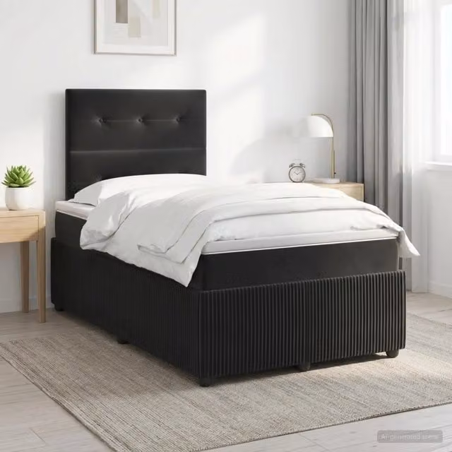 Letto box spring con materasso vidaXL in velluto nero L/P: 120 x 200 cm