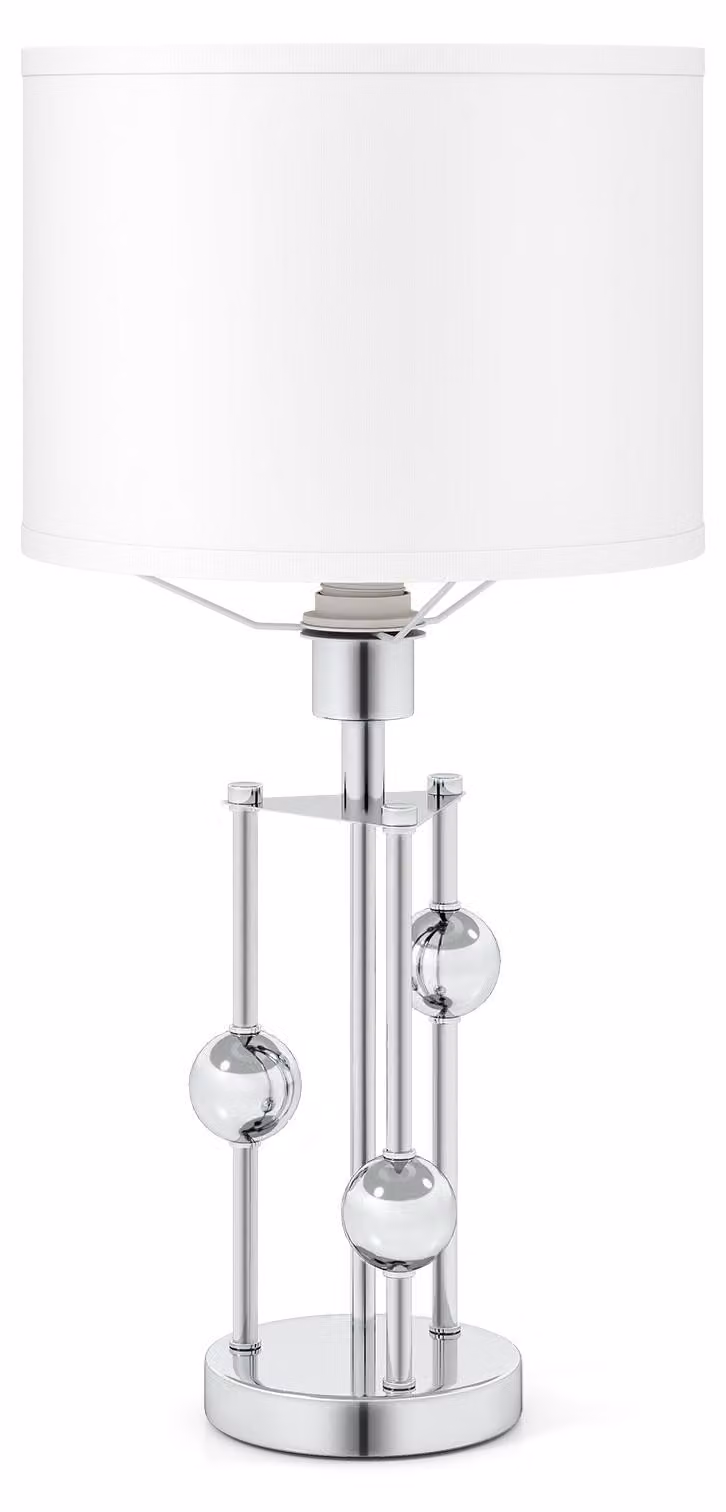 Lampada da comodino COSTWAY con attacco E27, paralume in tessuto di lino e 3 sfere decorative, lampada da tavolo moderna, lampada da scrivania 30x60 cm