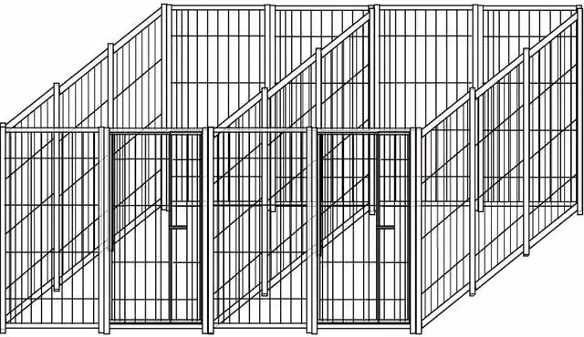 Set di 2 recinti per cani da esterno SIDERBOX in acciaio zincato a caldo L: 300 cm, P: 200 cm, H: 180 cm