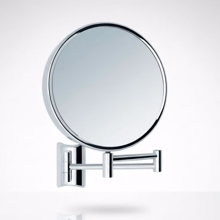 Specchio da parete con ingrandimento 3x/7x, diametro 19 cm, cromato, estensibile