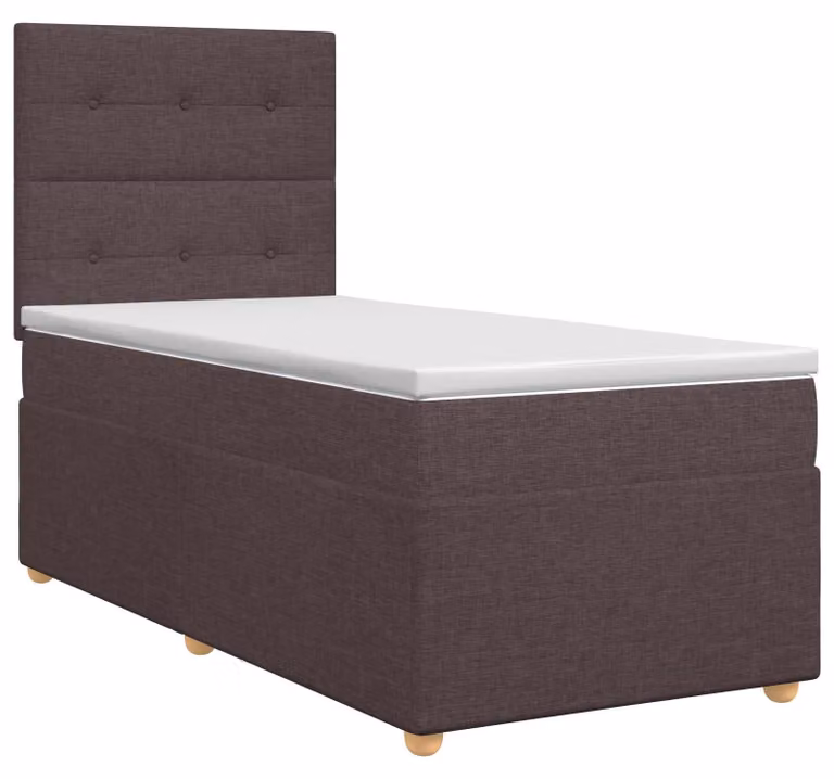 Letto a molle con materasso marrone scuro 100 x 200 cm in tessuto